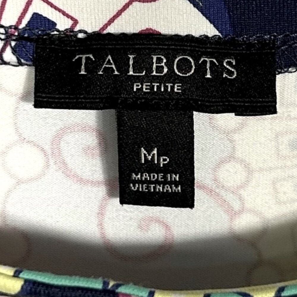 Talbots Jersey Shift Midi Dress Multicolor Spiral Paisley Print - Size M - Picture 7 of 8